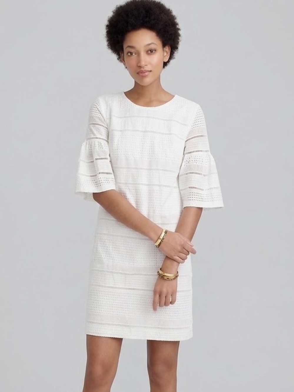 J. Crew Flutter-sleeve Eyelet Shift Dress White Size 4